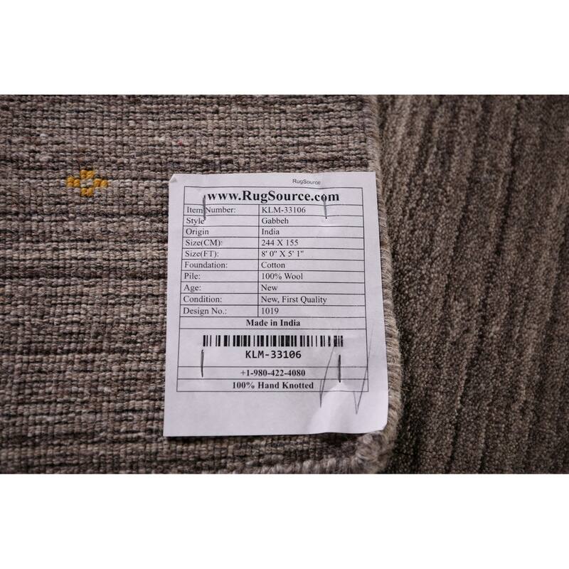 Striped Gabbeh Indian Area Rug Handmade Wool Carpet - 5'1"x 8'0"