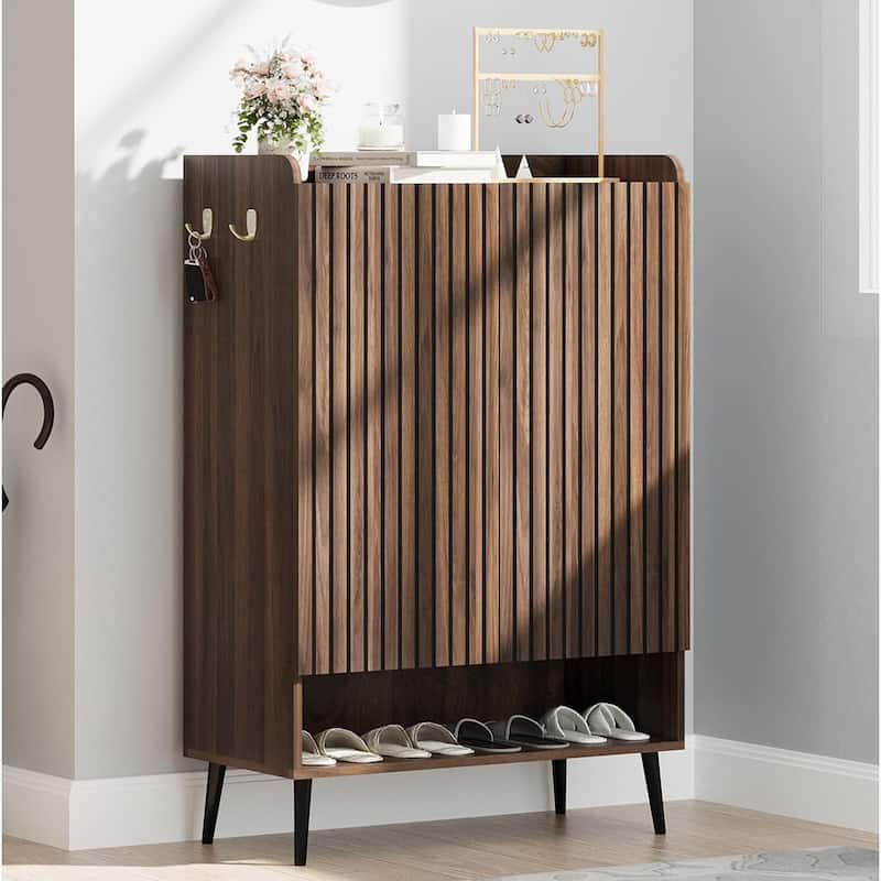 6-Tier Shoe Cabinet Organizer for Hallway, Entryway, Living Room - Brown