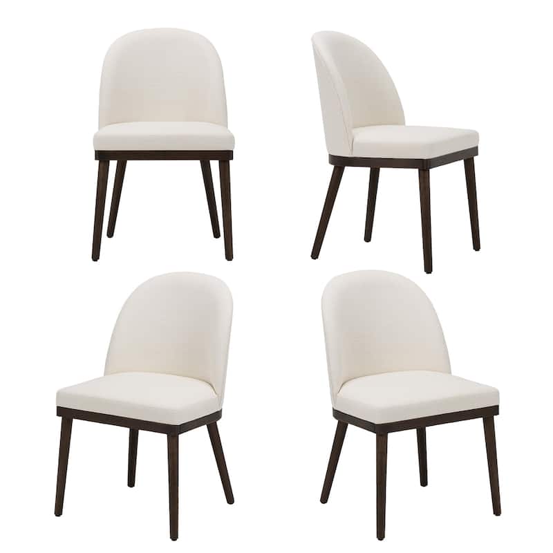 Upholstered Fabric Dining Chairs with Curved Backrest