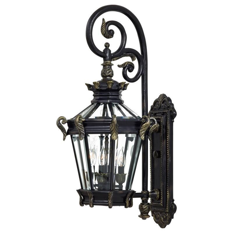 The Great Outdoors 4 Light Outdoor Wall Sconce from the Stratford Hall - Heritage with Gold Highlights