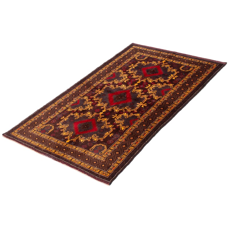 Teimani Navy, Red Rug 3'10" x 6'6" - 3'10 x 6'6