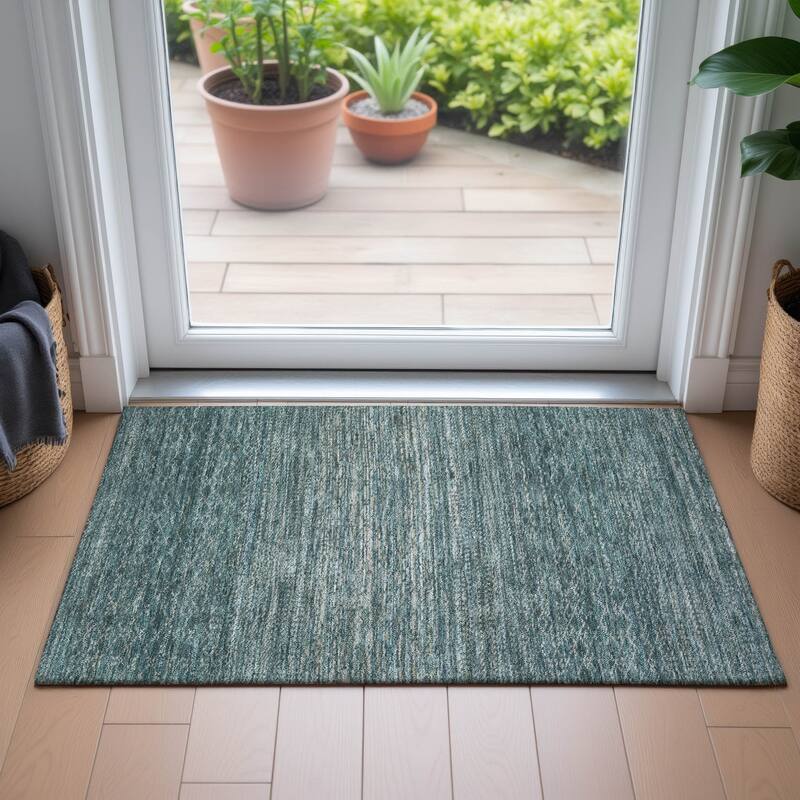 Machine Washable Indoor/Outdoor Modern Trellis Chantille Rug