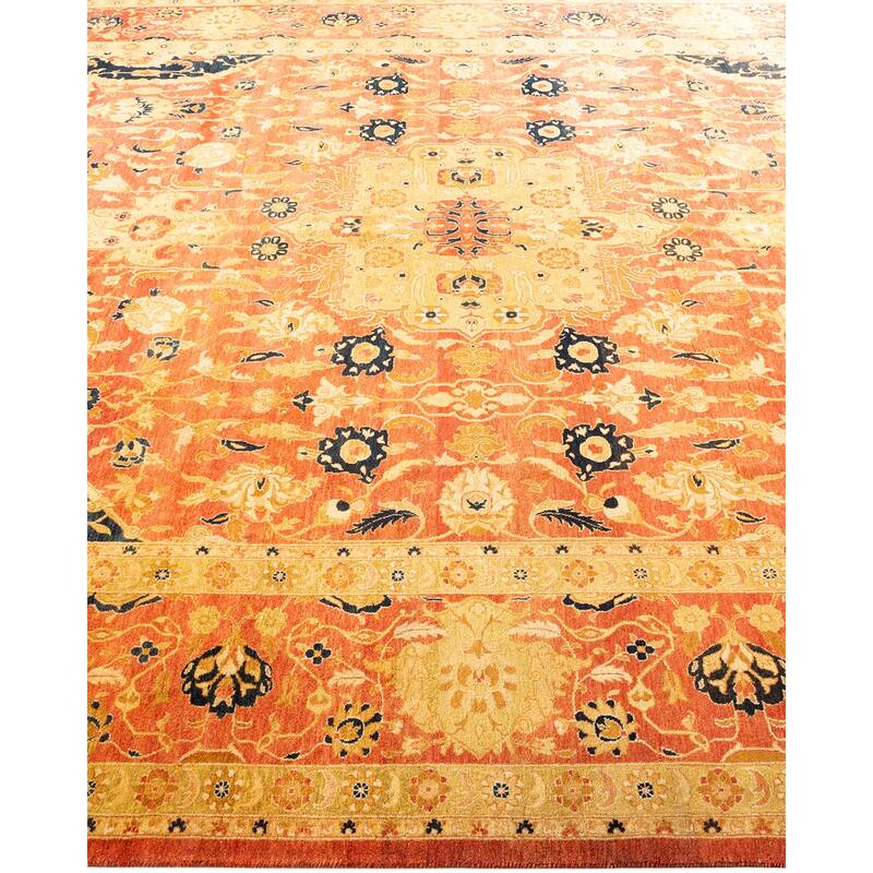 Overton Handknotted Wool Traditional Oriental Orange Area Rug - 8' x 10'