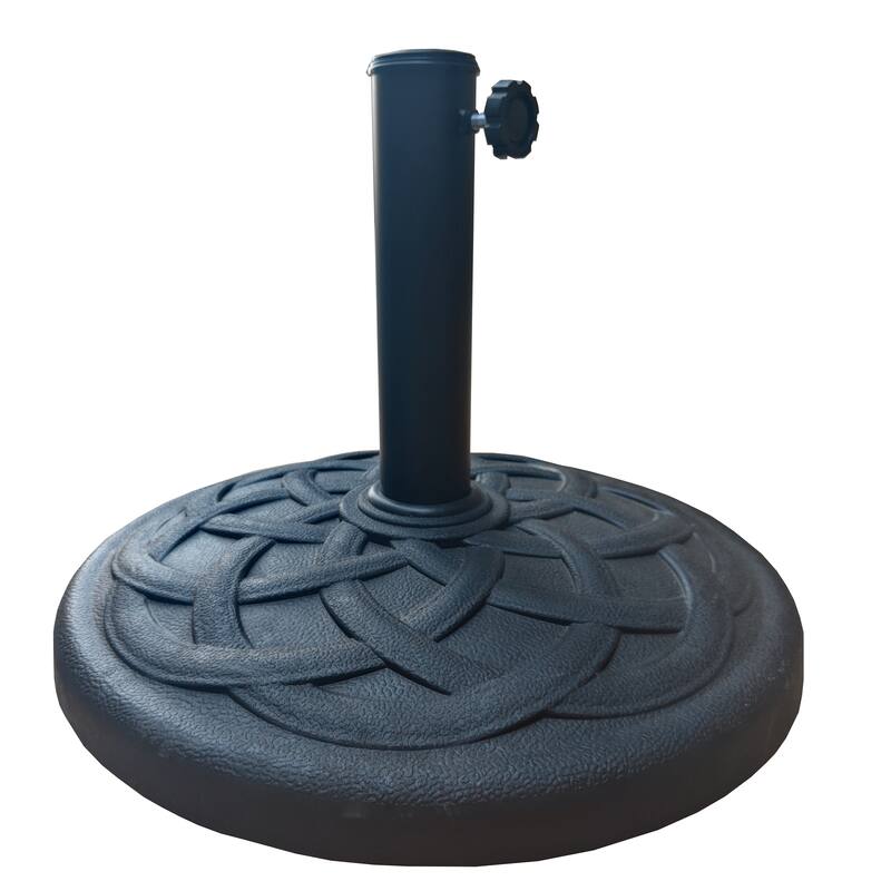 9 Feet Black/White Strip Tilt Market Umbrella with Stand/Base Set