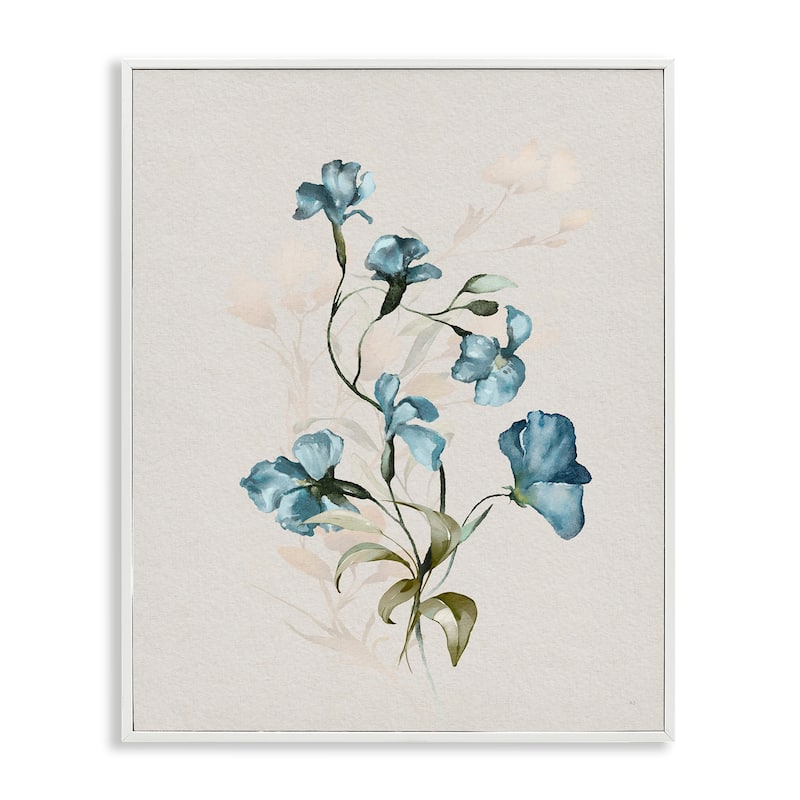 Stupell Blue Flower Herbs Framed Giclee Art Design By Susan Jill - 16 x 20 - White