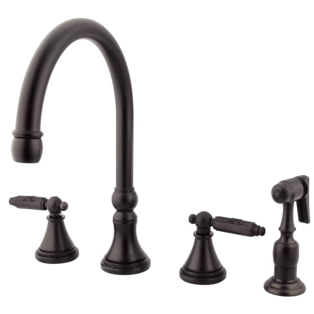 Kingston Brass Gourmetier Widespread Kitchen Faucet with Metal Lever