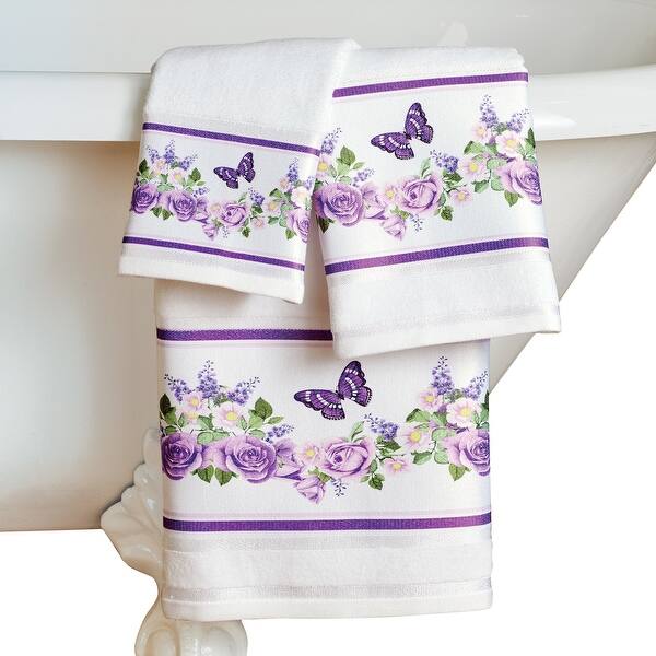 Lavender Floral Butterfly Garland Bathroom Towel Set x