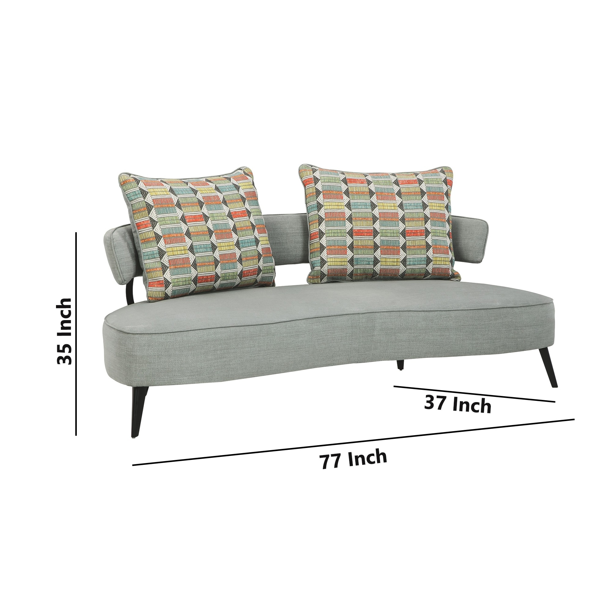 Clean the floor yours shorthand Fabric Upholstered Split Back Curved Sofa with Metal Legs, Gray - Overstock  - 31887342