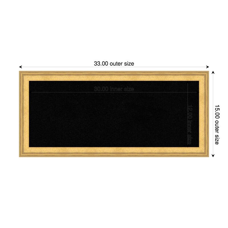 Owen Gold Wood Framed Cork Board - Bulletin Board, Organization Board, Pin Board - Black - 33 x 15 in