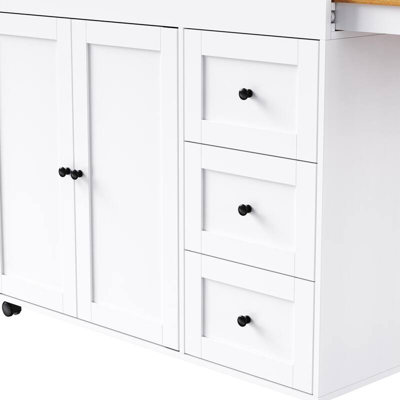 74.8" Kitchen Island with Extendable Dining Table and 3 Drawers