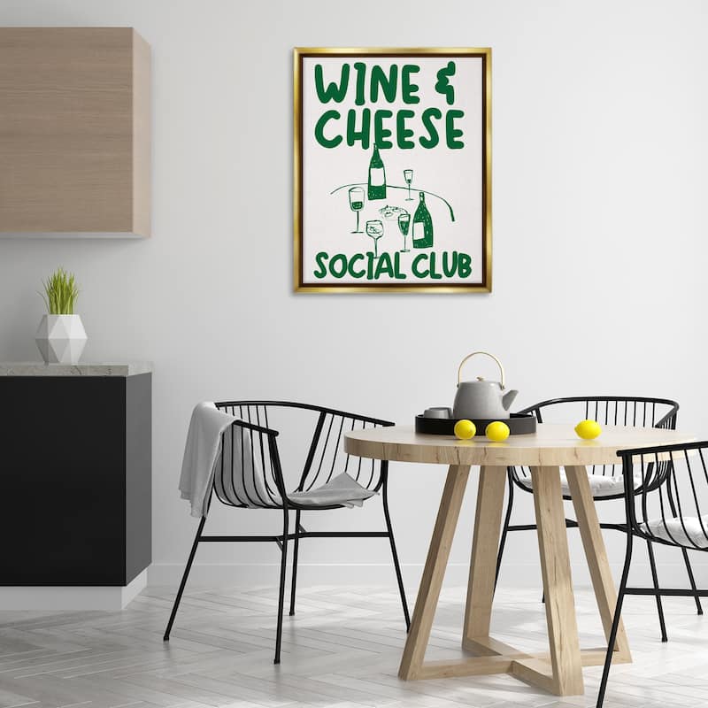 Stupell Wine & Cheese Social Club Framed Floater Canvas Wall Art Design By House of Lulu