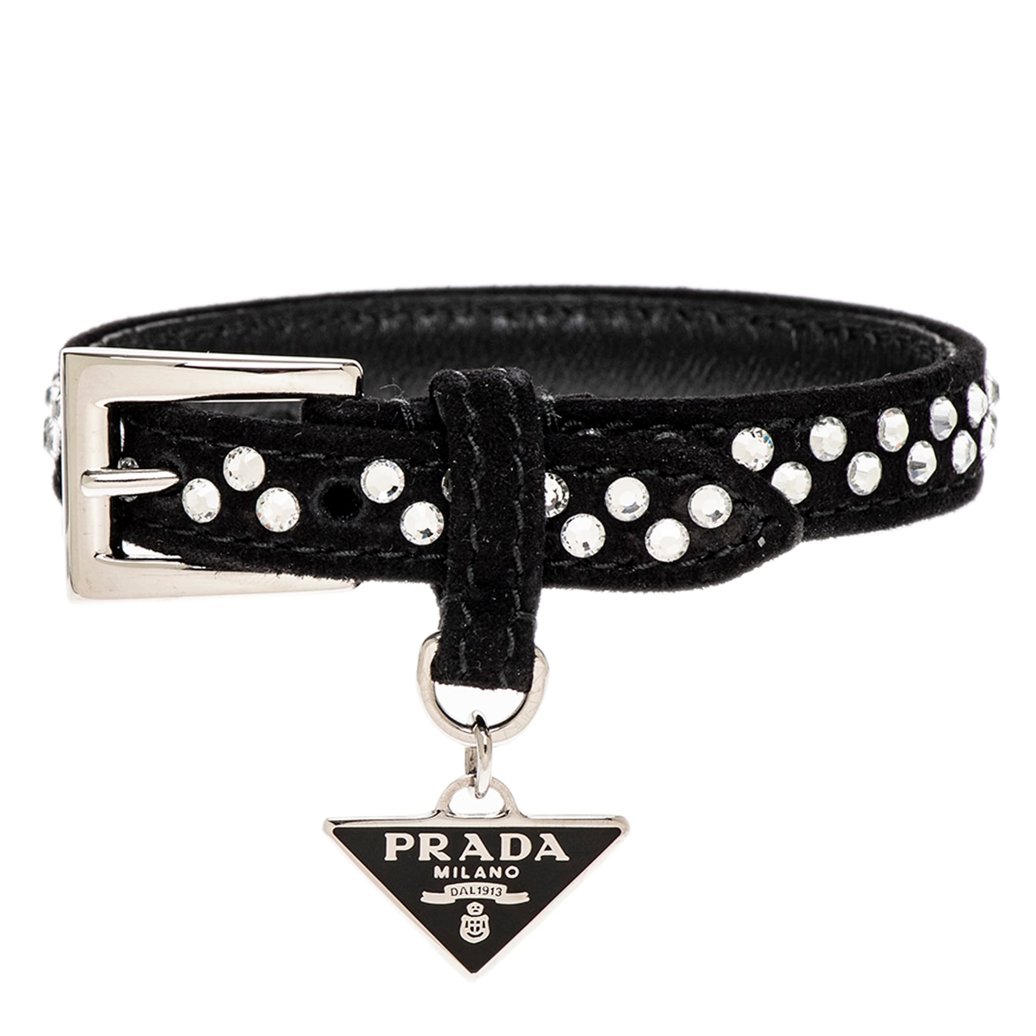 Prada Suede and Crystal Embellished Bracelet - M - Overstock Prada Suede and Crystal Embellished Bracelet - M - Overstock