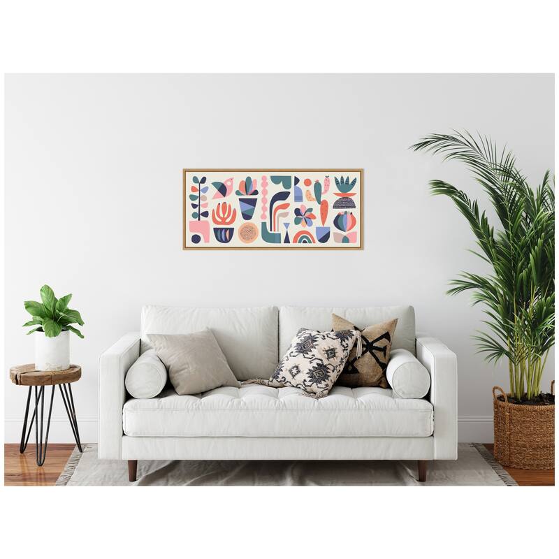 Kate and Laurel Sylvie Retro Pastel Floral and Succulent Panel Framed Canvas by Rachel Lee