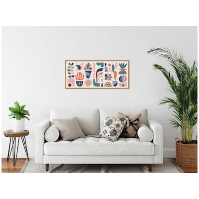 Kate and Laurel Sylvie Retro Pastel Floral and Succulent Panel Framed Canvas by Rachel Lee