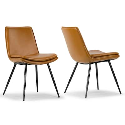 Set of 2 Avalon Cappuccino Faux Leather Dining Chair with Metal Legs