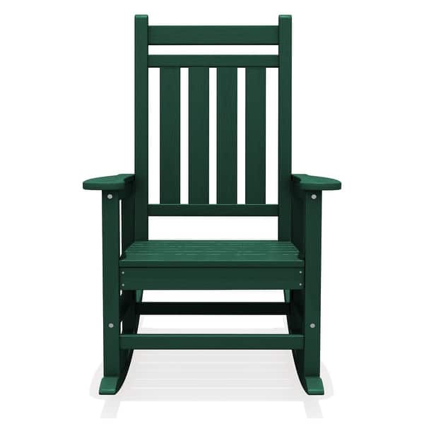 slide 2 of 8, Modern High-Back Rocking Adirondack Chair All Weather Hunter Green