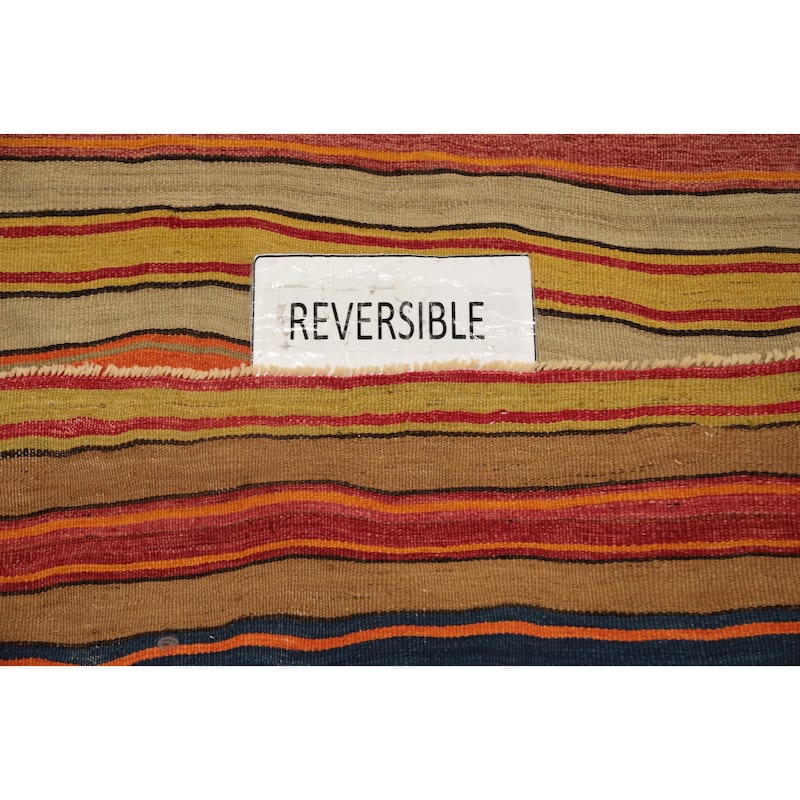 Hand Woven Oriental 100% Wool Carpet Southwestern Tribal Multi-Colored Kilim Area Rug - 7' 1'' X 5' 5''