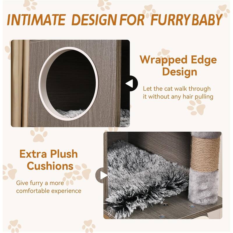 Cat Tree with Litter Box Enclosure for Cats with Large Platform - N/A