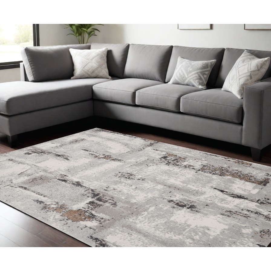 Kabe Power Loomed Abstract Modern Non Skid Low Pile Area Rug By HomeRoots - 118' X '94' X '0.25