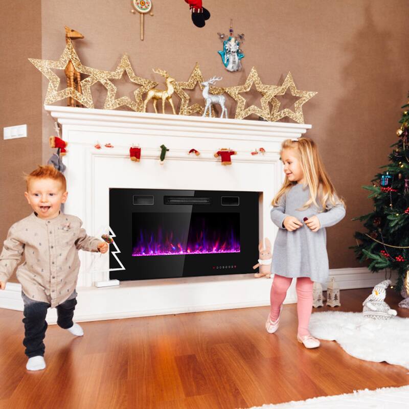 Gymax 36-inch Recessed Wall Mounted Electric Fireplace Heater w/ - See Details