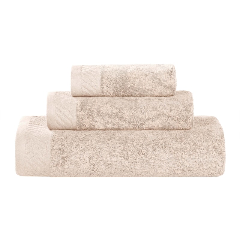 Superior Basketweave Egyptian Cotton Solid 3 Piece Assorted Towel Set
