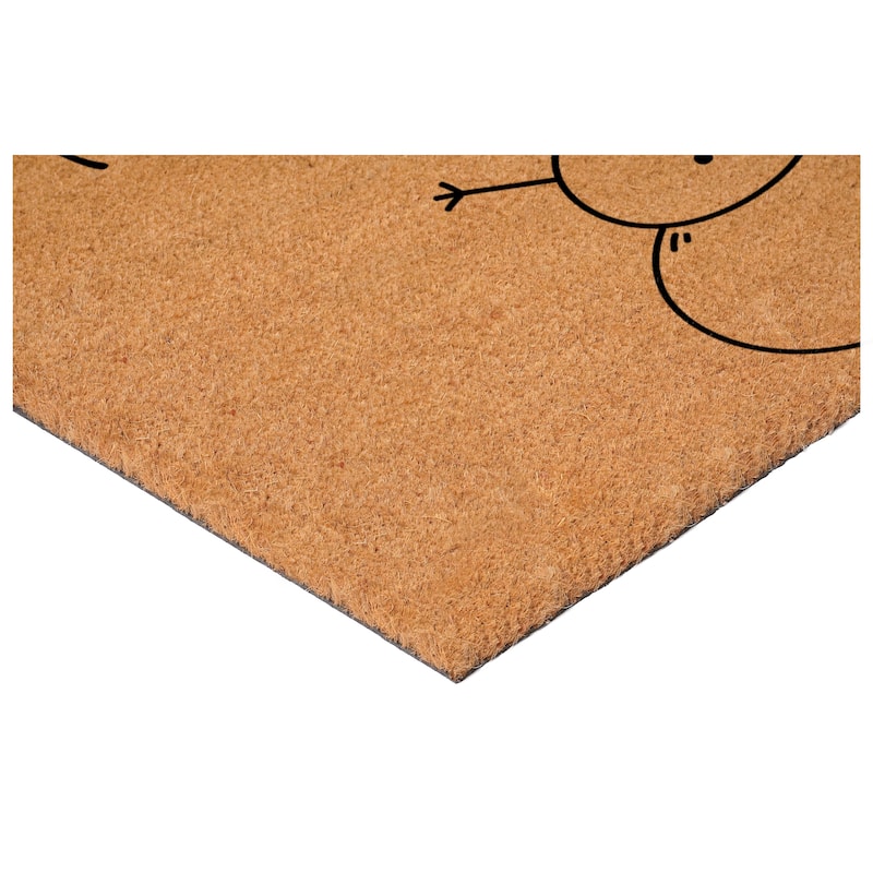 HomeRoots 17" X 29" Brown And Black Christmas Snowman Merry Christmas Outdoor Coir Door Mat - 17.00' X '29.00