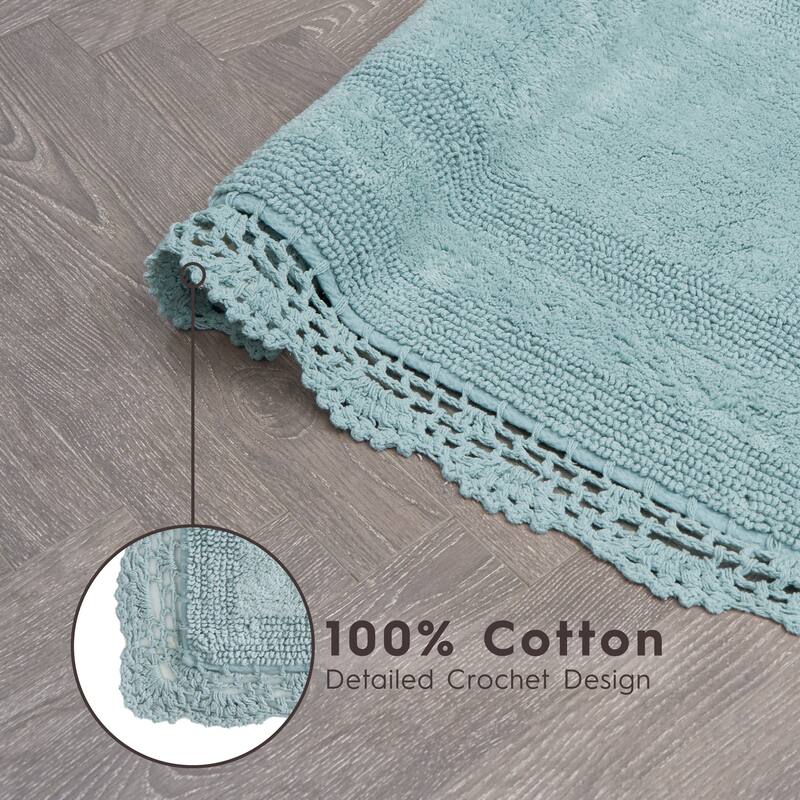 Laura Ashley Reversible Cotton Crochet Bath Rug