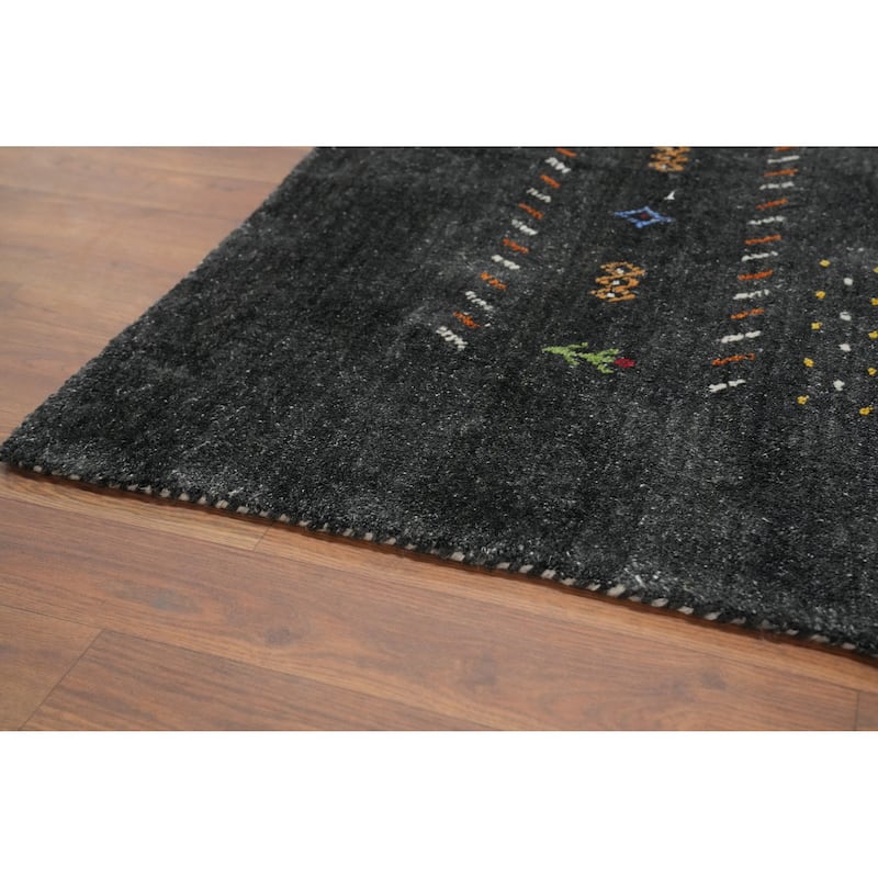 Hand Knotted Oriental 100% Wool Carpet Tribal Animal Pictorial Greys & Charcoal Gabbeh Area Rug - 10' 0'' X 8' 0''