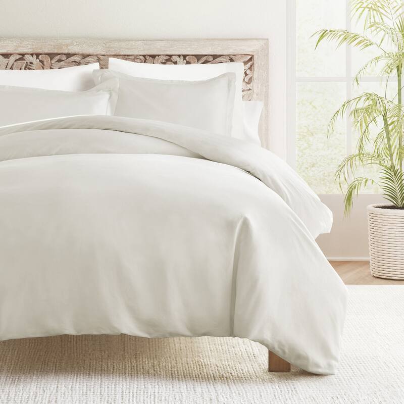 Becky Cameron Ultra Soft 100% Cotton Comforter & Duvet Cover Bundle - King - Cal King - Ivory