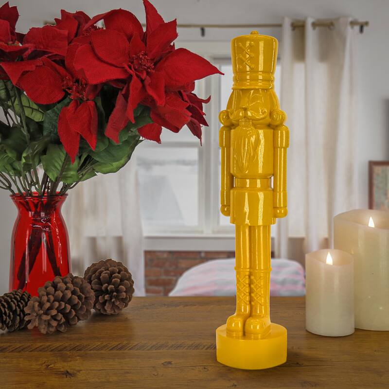 National Tree Company 18 in. HGTV Home Collection Resin Christmas Themed Nut Cracker, Yellow