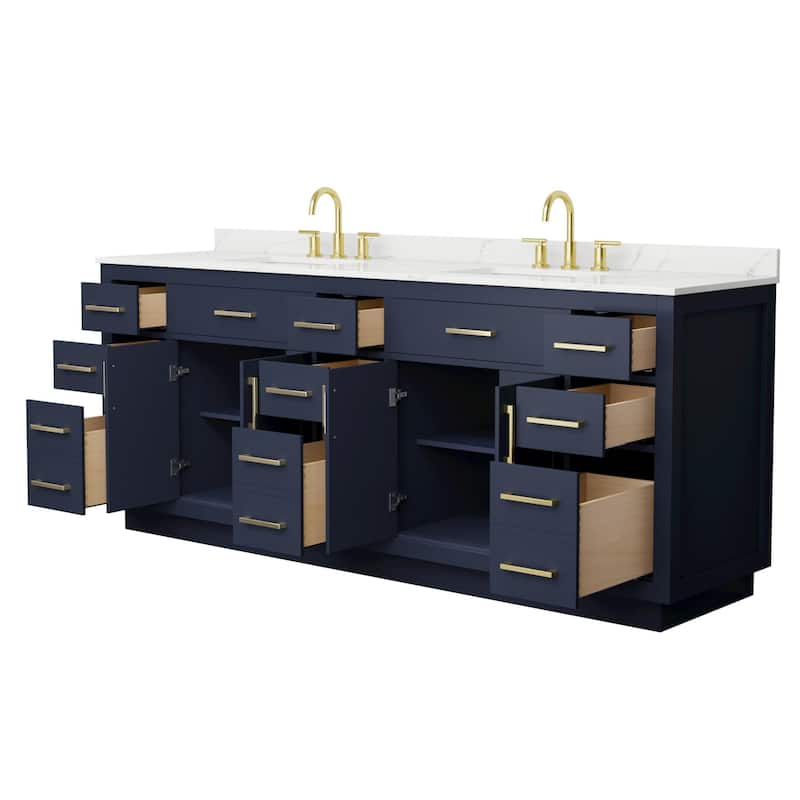 Beckett TK 84-inch Double Vanity, 3 Hole Quartz Top
