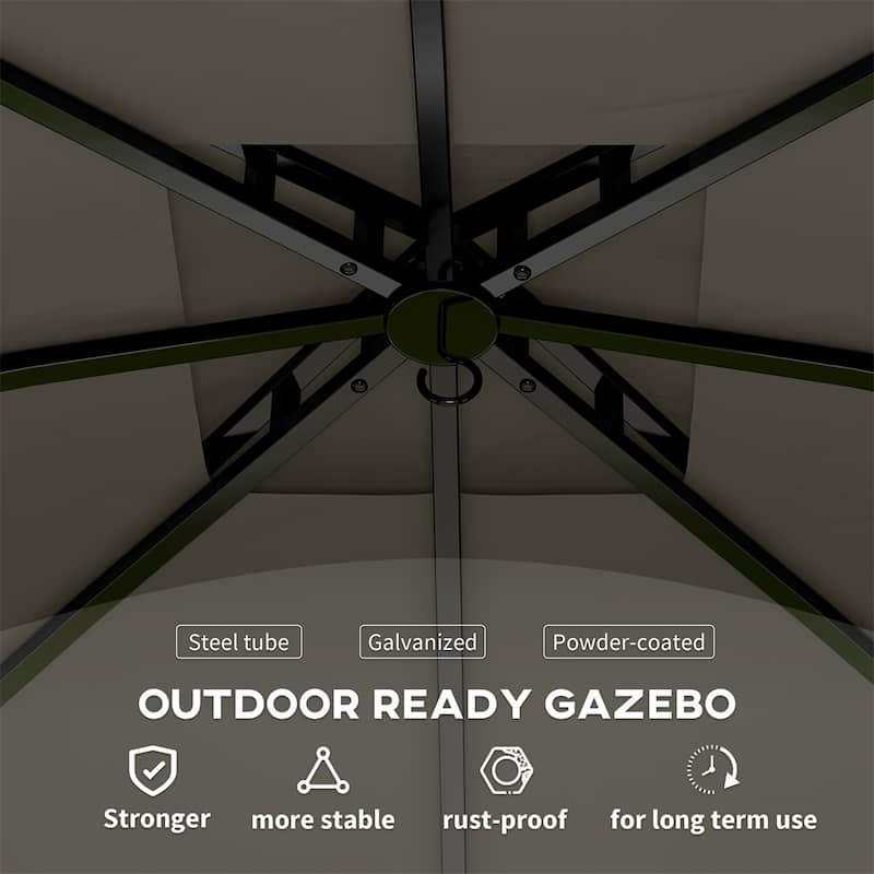 10x10 ft Color-Block Canopy Gazebo with Arched Top Drainage Holes and Translucent Windows - 131.9" L x 131.9" W x 112.2" H
