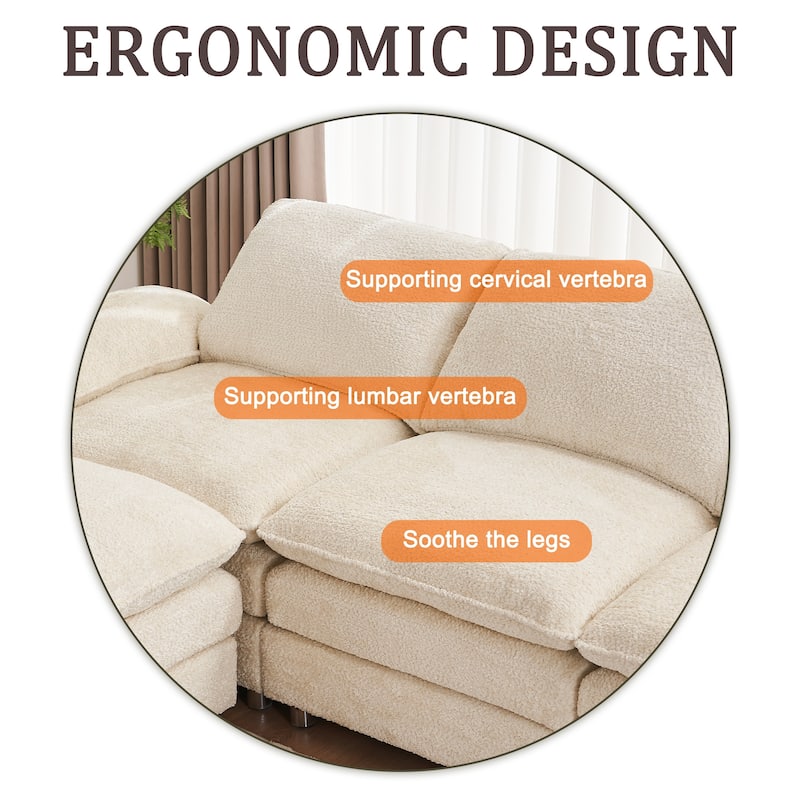 Modern Deep 3-Seat Sofa Couch with Ottoman