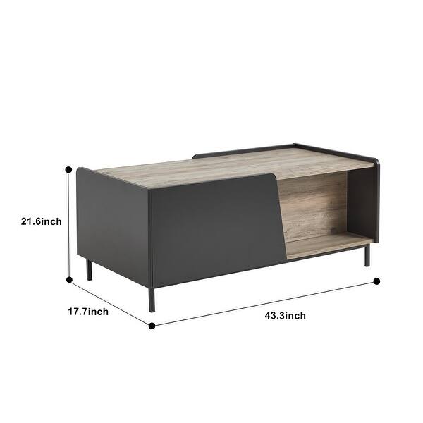 Retro Wood Coffee Table with Open Storage Shelf and Drawers - Bed Bath ...