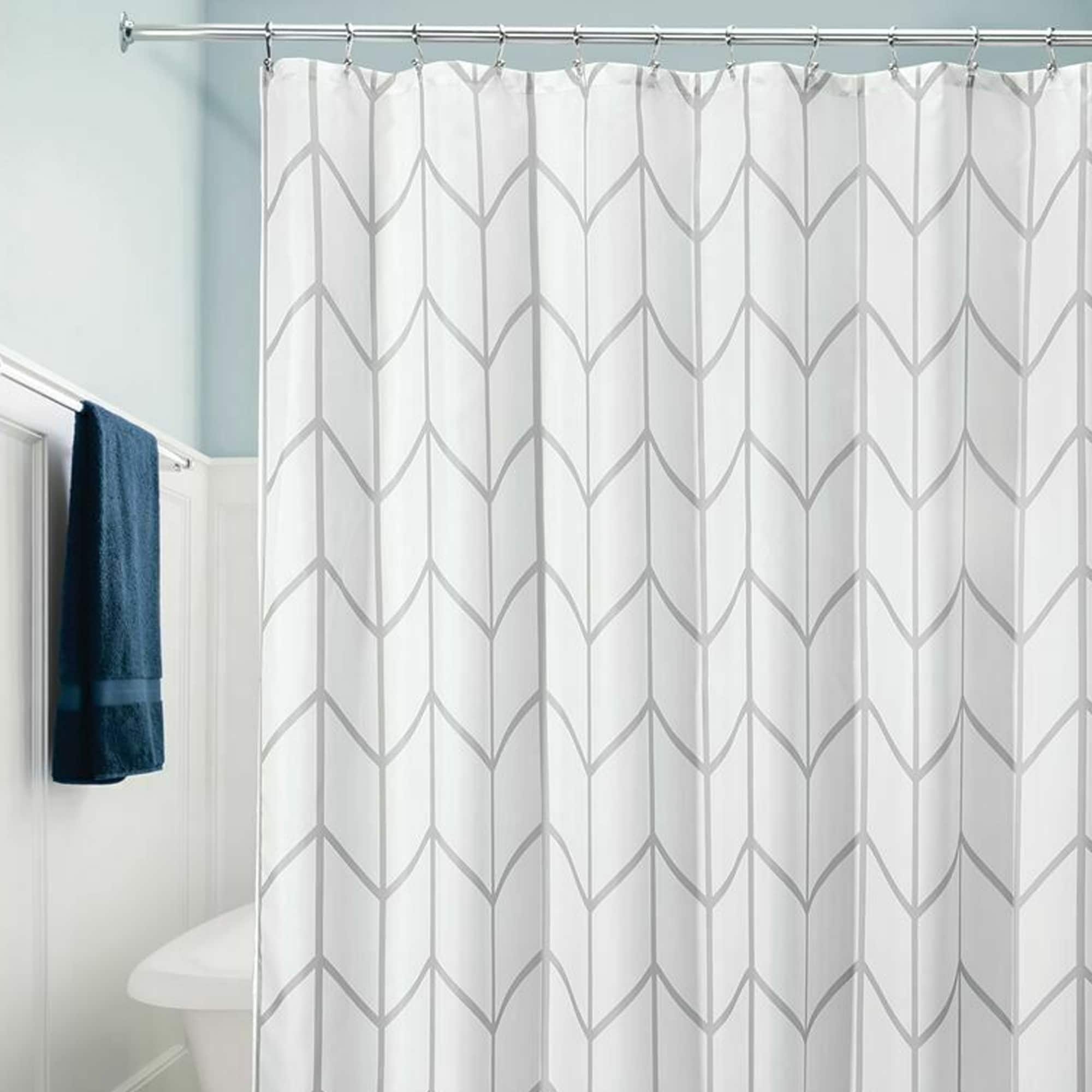 Room Essentials Cotton Shower Curtain White and Gold Zig Zag Pattern 72" x 72" 