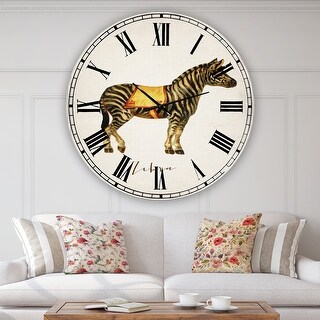 Zebra Clock Designart 'Circus Animals Zebra' Large Cottage Wall Clock - Bed Bath ...