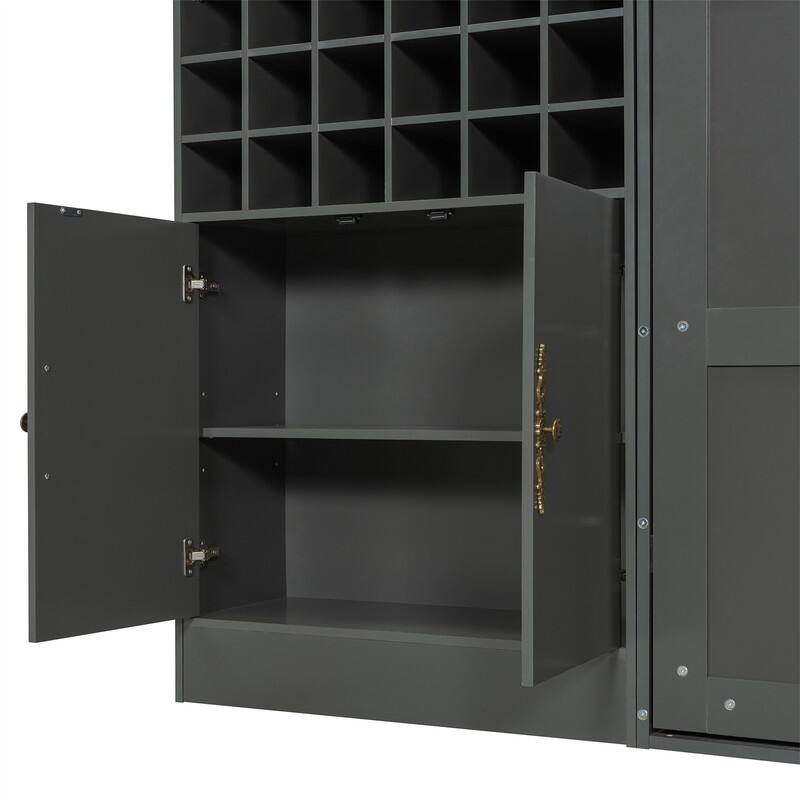 Full/Queen Size Murphy Bed Wall Bed with Sofa, Light and USB Charging, Foldable Murphy Cabinet Bed w/ Storage Shelves & Cabinets