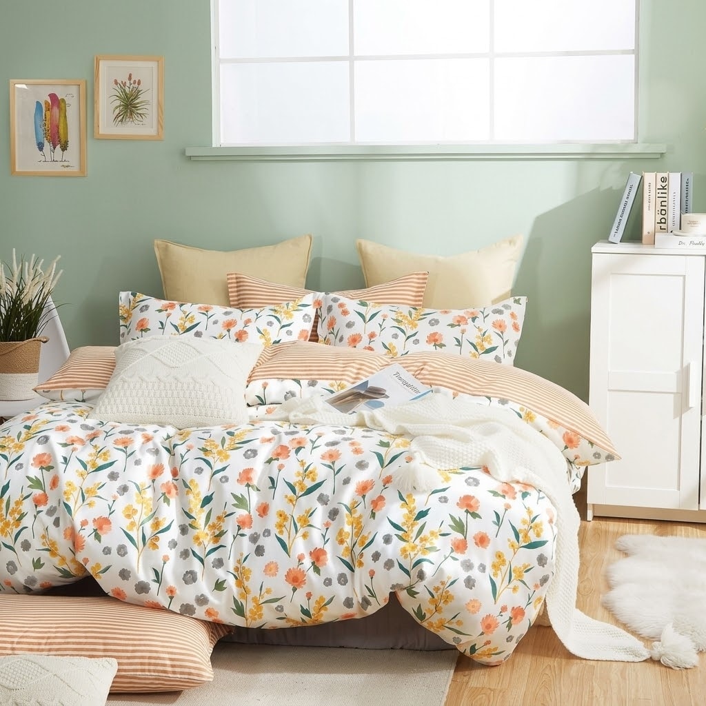 Estella Reversible Floral 100% Cotton Comforter Set