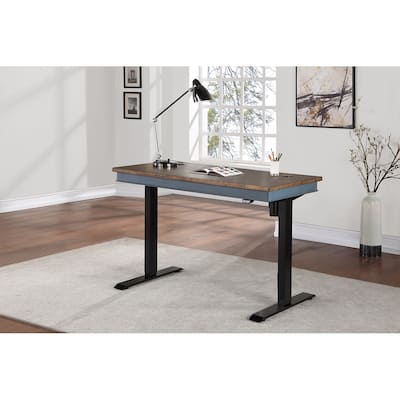 Farmhouse Electric Sit/Stand Desk, Height Adjustable Table, Blue