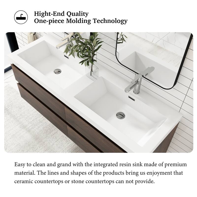 Floating Bathroom Vanity with two Resin Top