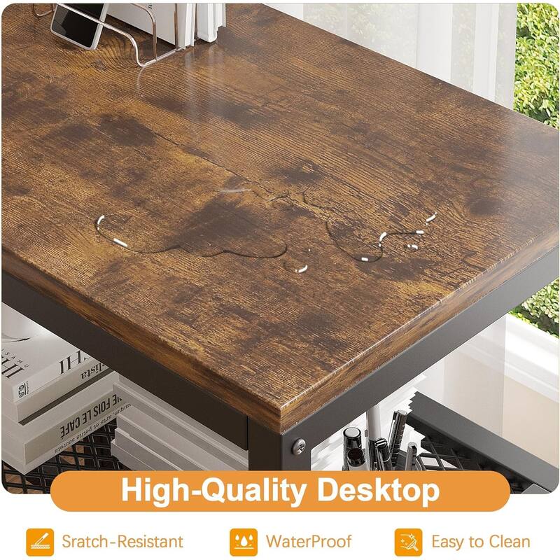 L Shaped Computer Desk with Reversible Side Storage Shelves, Small Corner Desk for Small Space Home Office,Writing Study Table