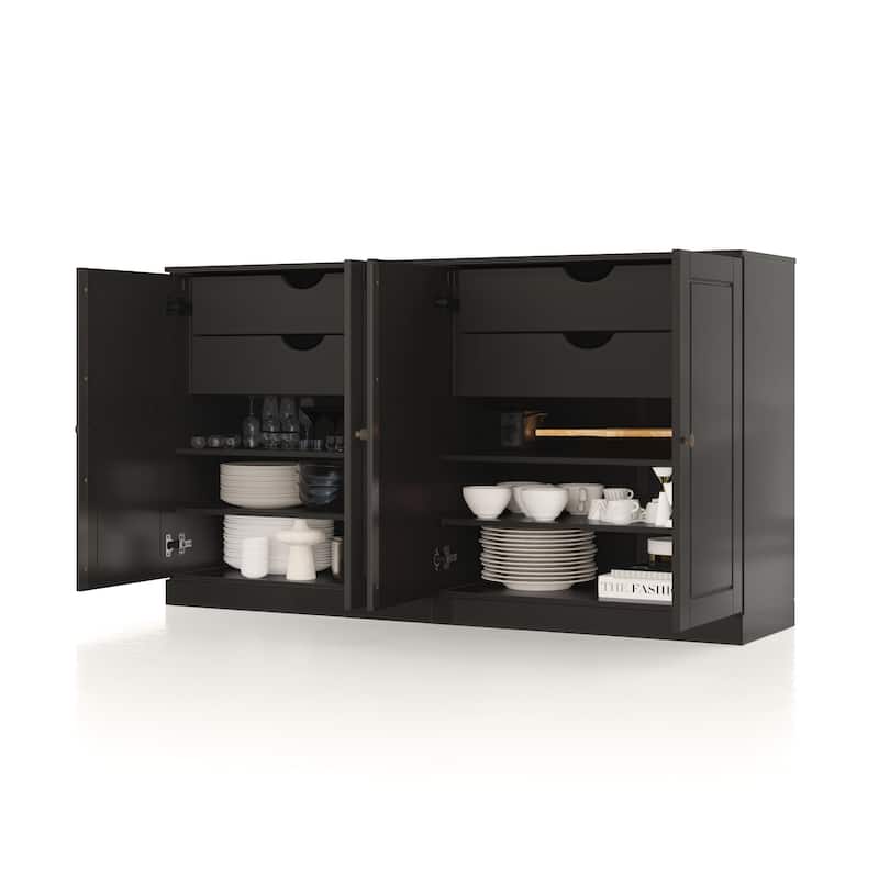 Palace Imports 100% Solid Wood 64" Sideboard with Solid Doors, 4-Drawers and Adjustable Shelves