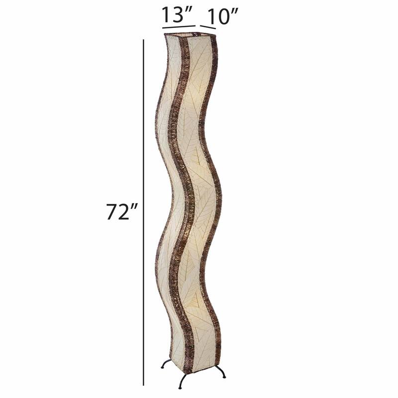 Eangee Handmade Wave Giant Floor Lamp, Cocoa Leaves Shade, 13 x 10 x 72 in.