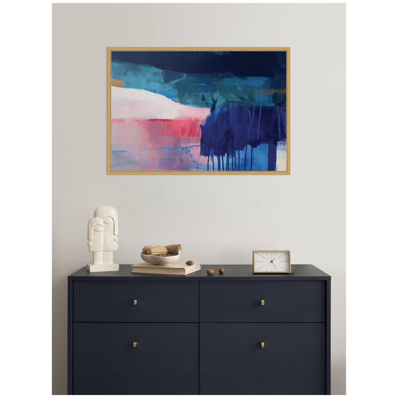 Kate and Laurel Blue Current No. 2 by Amy Lighthall Framed Canvas Wall Art Print