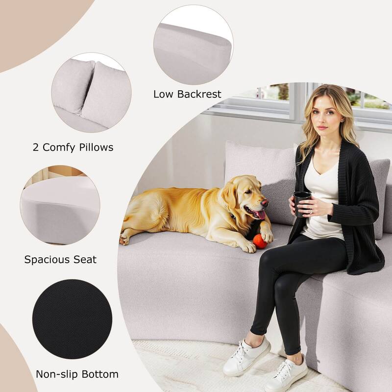 Costway 78.5" Sofa Couch Upholstered Curved Sofa with 2 Cozy Pillows - See Details