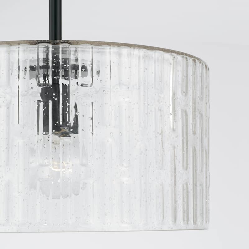 Emerson 1-light Dual Mount Semi-Flush/ Pendant w/ Embossed Seeded Glass