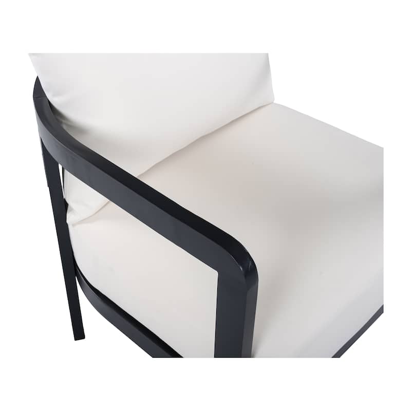 Christopher Knight Home - Modern 27.6" Outdoor Curved Back Patio Club Chair with Aluminum Frame & Water-Resistant Cushions