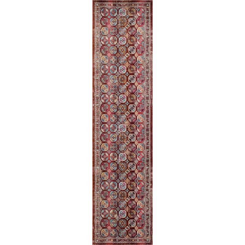 Noori Rug Latif Jodie Rug - 2'0" x 5'9" - Burgundy/Blue