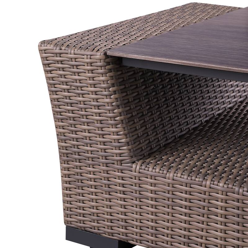 3-Piece Manhattan Rustic Wicker Seating Set with Tempered Glass