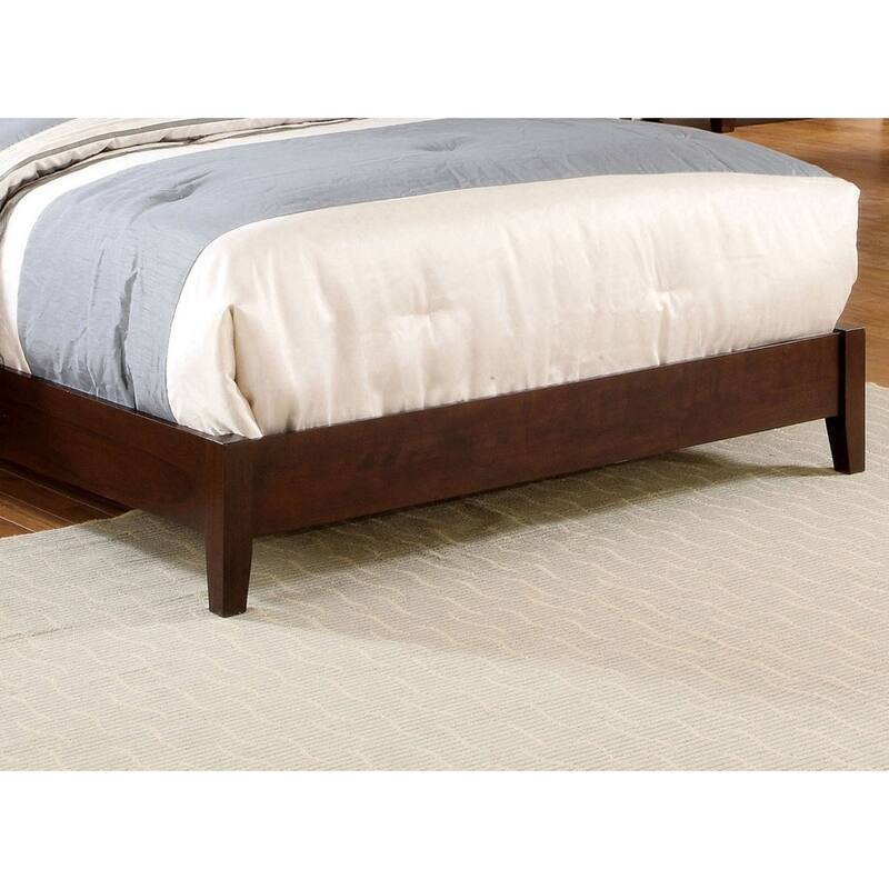 Eastern King Size Bed with Button Tufted Headboard in Brown Cherry Finish